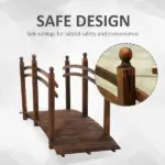 Outsunny Fir Wood Walkway: 7.5ft Arched Garden Bridge with Side Railings for Streams - Image 6