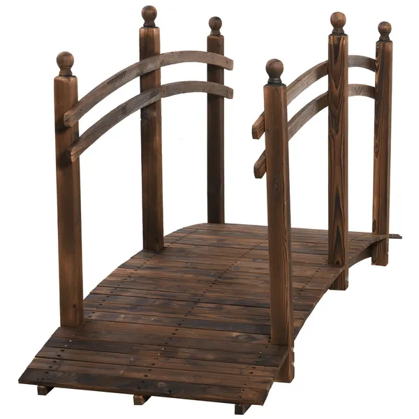 fir-wood-walkway-75ft-arched-garden-bridge-with-side-railings-for-streams.webp Outsunny Fir Wood Walkway: 7.5ft Arched Garden Bridge with Side Railings for Streams - Image 1