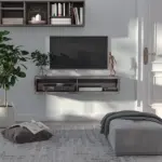 Floating TV Stand Wall Mounted Media Console Storage Shelf Dark Grey for Living Room Home Office - Image 4