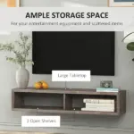 Floating TV Stand Wall Mounted Media Console Storage Shelf Dark Grey for Living Room Home Office - Image 7