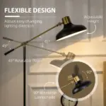 Floor Lamps for Living Room, Industrial Standing Lamp with Balance Arm, Adjustable Head, 31.5"x11.75"x65", Black - Image 5