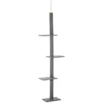 Floor-to-Ceiling Cat Tree Cat Climbing Tower with Sisal-Covered Scratching Posts Natural Cat Tree Activity Center for kittens Cat, Grey