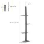 Floor-to-Ceiling Cat Tree Cat Climbing Tower with Sisal-Covered Scratching Posts Natural Cat Tree Activity Center for kittens Cat, Grey - Image 3