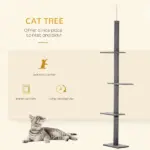 Floor-to-Ceiling Cat Tree Cat Climbing Tower with Sisal-Covered Scratching Posts Natural Cat Tree Activity Center for kittens Cat, Grey - Image 4