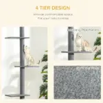 Floor-to-Ceiling Cat Tree Cat Climbing Tower with Sisal-Covered Scratching Posts Natural Cat Tree Activity Center for kittens Cat, Grey - Image 6