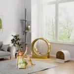 Floor-to-Ceiling Cat Tree Cat Climbing Tower with Sisal-Covered Scratching Posts Natural Cat Tree Activity Center for kittens Cat, Grey - Image 8