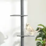 Floor-to-Ceiling Cat Tree Cat Climbing Tower with Sisal-Covered Scratching Posts Natural Cat Tree Activity Center for kittens Cat, Grey - Image 9