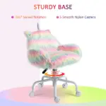 HOMCOM Fluffy Unicorn Vanity Office Chair with Rainbow Swivel Mid-Back Armrest and Nylon Casters Colorful - Image 6