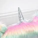 HOMCOM Fluffy Unicorn Vanity Office Chair with Rainbow Swivel Mid-Back Armrest and Nylon Casters Colorful - Image 8