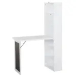 HOMCOM Fold Down Convertible Writing Table, Folding Desk With Blackboard and Side Shelf, Multi-Function Computer Office Workstation, White - Image 7