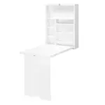 HOMCOM Fold Out Convertible Desk, Wall Mounted, Multi-Function Floating Desk with Shelf, White for Home Office - Image 11