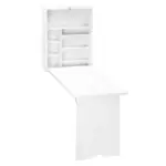 HOMCOM Fold Out Convertible Desk, Wall Mounted, Multi-Function Floating Desk with Shelf, White for Home Office