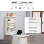 HOMCOM Fold Out Convertible Desk, Wall Mounted, Multi-Function Floating Desk with Shelf, White for Home Office - Image 5