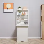 HOMCOM Fold Out Convertible Desk, Wall Mounted, Multi-Function Floating Desk with Shelf, White for Home Office - Image 7