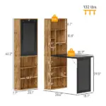 HOMCOM Fold-out Convertible Home Office Desk, Computer Desk with Blackboard and Side Shelf, Rustic Brown - Image 2