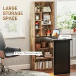 HOMCOM Fold-out Convertible Home Office Desk, Computer Desk with Blackboard and Side Shelf, Rustic Brown - Image 4
