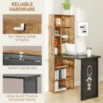 HOMCOM Fold-out Convertible Home Office Desk, Computer Desk with Blackboard and Side Shelf, Rustic Brown - Image 6