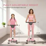 Soozier Foldable Ab Twister Exercise Board with LCD Display and Adjustable Handle Pink - Image 4