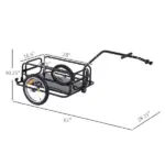 Aosom Foldable Bike Cargo Trailer Cart with Hitch, 80lbs Capacity, 16in Wheels, Black - Image 3