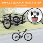Aosom Foldable Bike Cargo Trailer Cart with Hitch, 80lbs Capacity, 16in Wheels, Black - Image 4