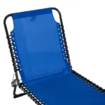 Foldable Chaise Lounge, 4-Position Portable Reclining, Breathable Mesh for Outdoor Patio Adjustable Sleeping Bed - Dark Blue - Image 11