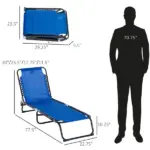 Foldable Chaise Lounge, 4-Position Portable Reclining, Breathable Mesh for Outdoor Patio Adjustable Sleeping Bed - Dark Blue - Image 3