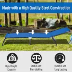 Foldable Chaise Lounge, 4-Position Portable Reclining, Breathable Mesh for Outdoor Patio Adjustable Sleeping Bed - Dark Blue - Image 5