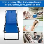 Foldable Chaise Lounge, 4-Position Portable Reclining, Breathable Mesh for Outdoor Patio Adjustable Sleeping Bed - Dark Blue - Image 7