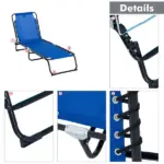 Foldable Chaise Lounge, 4-Position Portable Reclining, Breathable Mesh for Outdoor Patio Adjustable Sleeping Bed - Dark Blue - Image 9