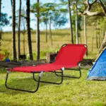 Outsunny Foldable Chaise Lounge, 5-Level Backrest, Adjustable footrest, Pillow, Lightweight Frame, for Pool, Patio, Sun Bathing, Red - Image 2