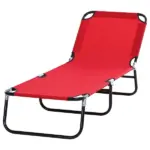 Outsunny Foldable Chaise Lounge, 5-Level Backrest, Adjustable footrest, Pillow, Lightweight Frame, for Pool, Patio, Sun Bathing, Red - Image 11