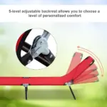 Outsunny Foldable Chaise Lounge, 5-Level Backrest, Adjustable footrest, Pillow, Lightweight Frame, for Pool, Patio, Sun Bathing, Red - Image 4