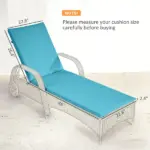 Foldable Chaise Lounge Cushion Set of 2, Outdoor Lounge Chair Cushion Set, UPF50+ 200gsm Fabric, 48" x 23", Light Blue - Image 3