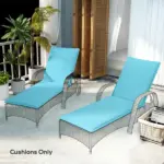 Foldable Chaise Lounge Cushion Set of 2, Outdoor Lounge Chair Cushion Set, UPF50+ 200gsm Fabric, 48" x 23", Light Blue - Image 9