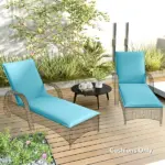 Foldable Chaise Lounge Cushion Set of 2, Outdoor Lounge Chair Cushion Set, UPF50+ 200gsm Fabric, 48" x 23", Light Blue - Image 10