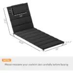 Foldable Chaise Lounge Cushion Set of 2, Outdoor Lounge Chair Cushion Set, UPF50+ 230gsm Olefin, 80" x 26" Black - Image 3