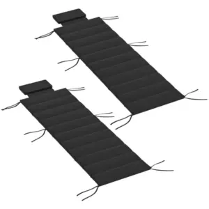 foldable chaise lounge cushion set of 2 outdoor lounge chair cushion set upf50 230gsm olefin 80 x 26 black