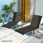 Foldable Chaise Lounge Cushion Set of 2, Outdoor Lounge Chair Cushion Set, UPF50+ 230gsm Olefin, 80" x 26" Black - Image 10