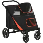 Foldable Doggy Stroller for Medium Large Dogs, Pet Stroller with Storage, Smooth Ride with Shock Absorption, Mesh Window and Safety Leash, Black - Image 12