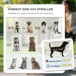 Foldable Doggy Stroller for Medium Large Dogs, Pet Stroller with Storage, Smooth Ride with Shock Absorption, Mesh Window and Safety Leash, Black - Image 4