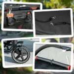 Foldable Doggy Stroller for Medium Large Dogs, Pet Stroller with Storage, Smooth Ride with Shock Absorption, Mesh Window and Safety Leash, Black - Image 8