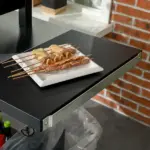 Foldable Grill Cart Table, 3-Shelf Outdoor Kitchen Island on Wheels for BBQ and Pizza Oven, Black - Image 9