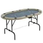 Foldable Poker Table, 70" Oval, Blackjack Texas Holdem, with Cup Holders, Blue - Image 11
