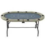 Foldable Poker Table, 70" Oval, Blackjack Texas Holdem, with Cup Holders, Blue - Image 8