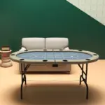 Foldable Poker Table, 70" Oval, Blackjack Texas Holdem, with Cup Holders, Blue - Image 10