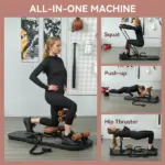 Foldable Sissy Squat Machine, Hip Thrust Machine with Push Up Stand, Multipurpose Glute Workout Equipment, Black - Image 4