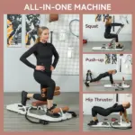 Foldable Sissy Squat Machine, Hip Thrust Machine with Push Up Stand, Multipurpose Glute Workout Equipment, White - Image 4