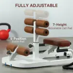 Foldable Sissy Squat Machine, Hip Thrust Machine with Push Up Stand, Multipurpose Glute Workout Equipment, White - Image 6