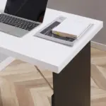 HOMCOM Foldable Wall Desk with Blackboard, Fold Out Convertible Floating Desk with Shelves, White - Image 11