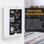 HOMCOM Foldable Wall Desk with Blackboard, Fold Out Convertible Floating Desk with Shelves, White - Image 5